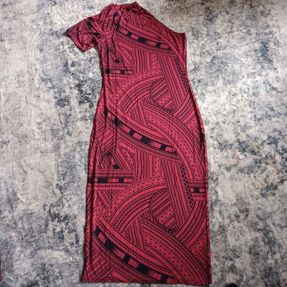 Mamalu Fashion Atamai Dress Red And Black One Shoulder Sz XL - Picture 3 of 4